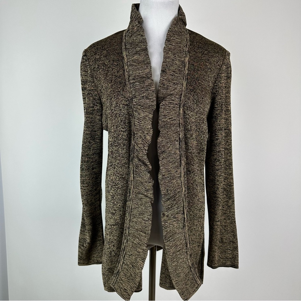 Exclusively Misook Ruffle High Collar Cardigan Sweater Size Medium